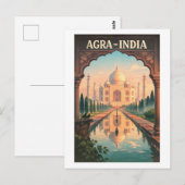 Agra stad, India retro reis 2026 Briefkaart (Voorkant / Achterkant)