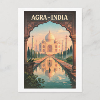 Agra stad, India retro reis 2026 Briefkaart