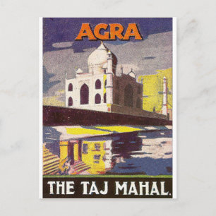 Agra, Taj Mahal-mausoleum, India. Oude reis Briefkaart