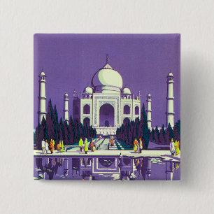 Agra ~ Taj Mahal Vierkante Button 5,1 Cm