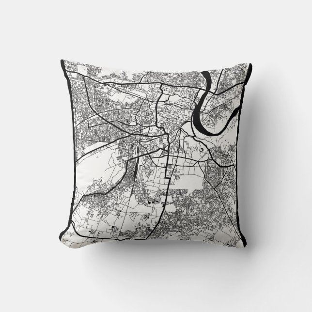 Agra Uttar Pradesh City Map Kussen (Voorkant)