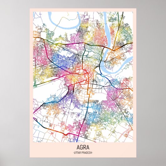 Agra Uttar Pradesh Stadkaart Poster (Voorkant)