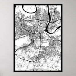 Agra Uttar Pradesh Stadkaart Poster