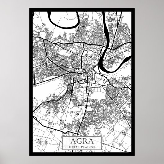 Agra Uttar Pradesh Stadkaart Poster (Voorkant)