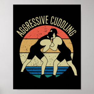 Agressief knuffelen worstelen retro  worstelen poster