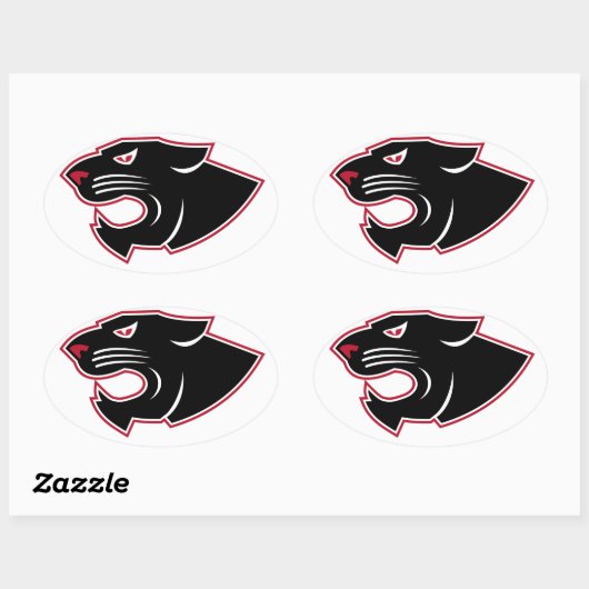 Agressief panter hoofd icoon ovale sticker (Vel)