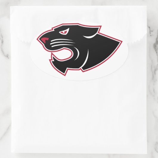 Agressief panter hoofd icoon ovale sticker (Tas)