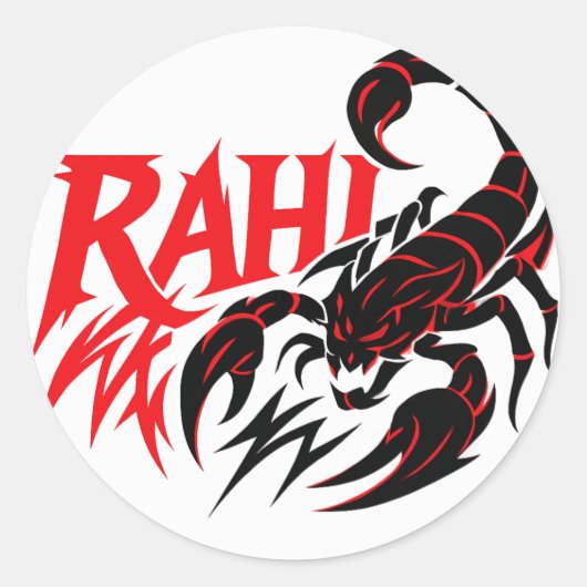 Agressief Scorpion Design voor het merk RAHI Ronde Sticker (Voorkant)