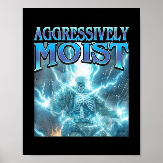 Agressief vochtig - Grappig Hard Lightning Skelet Poster (Voorkant)
