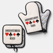 Agressieve bieder in vier kaartsleuven ovenwant & pannenlap set (Voorkant / Achterkant)