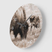 Agressieve bizon en zwarte wolf grote klok (Hoek)