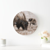 Agressieve bizon en zwarte wolf grote klok (Huis)