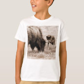 Agressieve bizon en zwarte wolf t-shirt (Voorkant)