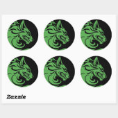 Agressieve Groene en Zwarte Tribal Wolf Ronde Sticker (Vel)