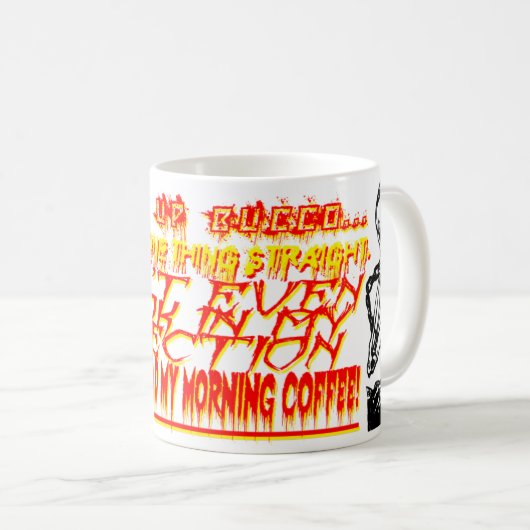 Agressieve Morning Coffee Mok met skeletten (Voorkant rechts)