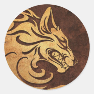 Agressieve Ruw Steen Tribal Wolf Graphic Ronde Sticker