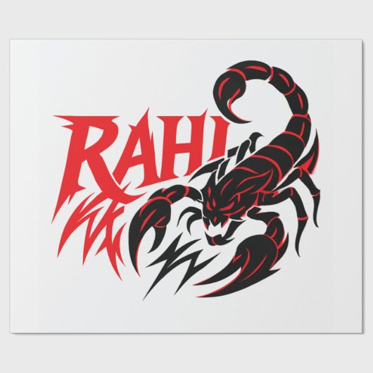 Agressieve Scorpion Logo met de naam "RAHI" Cadeaupapier (Vlak)