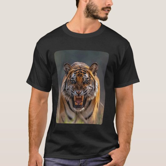 Agressieve Tijger Brullend T-shirt (Voorkant)