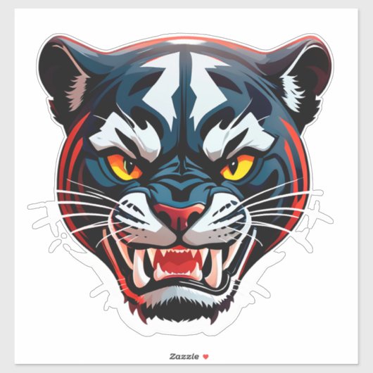 Agressieve Tijgerkop Illustratie Sticker (Vel)
