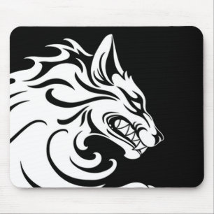 Agressieve witte en zwarte tribale Wolf Muismat