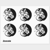 Agressieve witte en zwarte tribale Wolf Ronde Sticker (Vel)