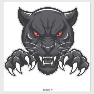 Agressieve Zwarte Panter Met Rode Ogen Sticker