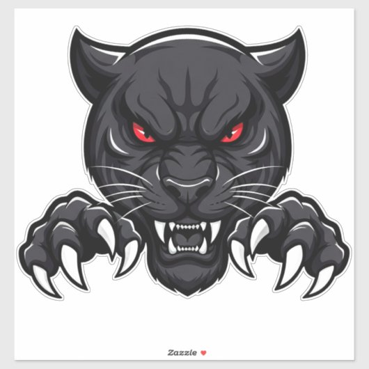 Agressieve Zwarte Panter Met Rode Ogen Sticker (Vel)
