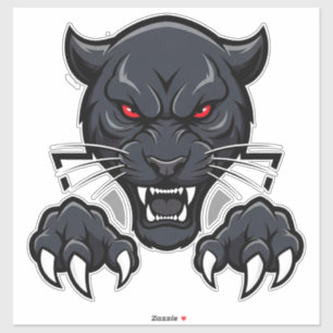 Agressieve Zwarte Panter Met Rode Ogen Sticker