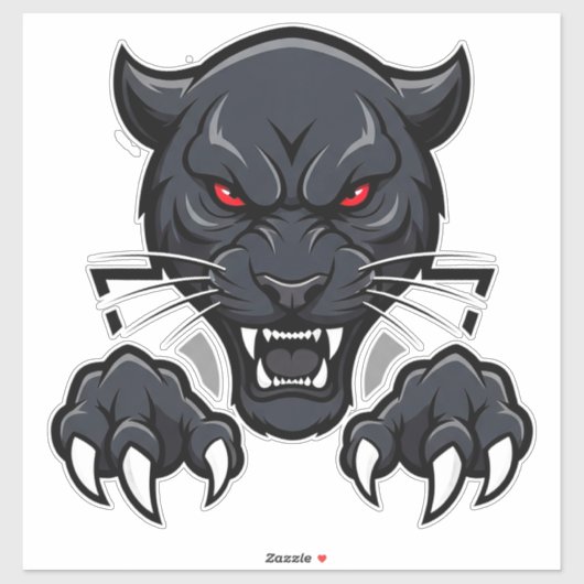 Agressieve Zwarte Panter Met Rode Ogen Sticker (Vel)