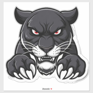 Agressieve Zwarte Panter Met Rode Ogen Sticker