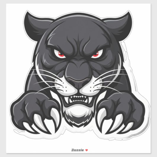 Agressieve Zwarte Panter Met Rode Ogen Sticker (Vel)
