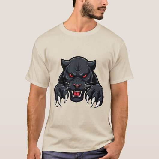Agressieve Zwarte Panter Met Rode Ogen T-shirt (Voorkant)