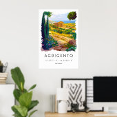Agrigento Aquarel Vintage Reisposter Skiën Poster (Thuiskantoor)