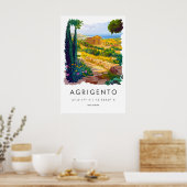 Agrigento Aquarel Vintage Reisposter Skiën Poster (Keuken)