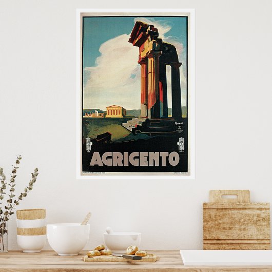 Agrigento, Girgenti, Italië Vintage Travel Poster (Keuken)