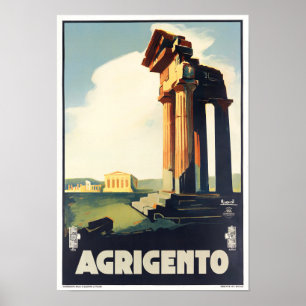 Agrigento Italiaans Poster voor oldtimers