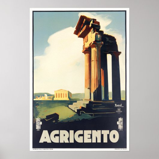 Agrigento Italiaans Poster voor oldtimers (Voorkant)