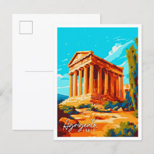 Agrigento Italië vintage reisillustratie Briefkaart