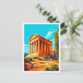 Agrigento Italië vintage reisillustratie Briefkaart (Staand voorkant)