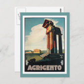 Agrigento Italy Vintage Travel Briefkaart (Voorkant / Achterkant)