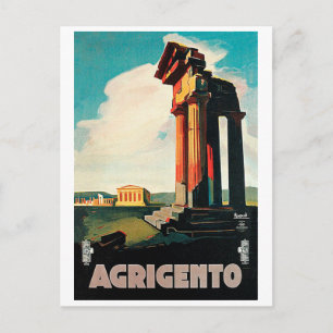 Agrigento ruïnes, Sicilië, Italië, vintage reis Briefkaart