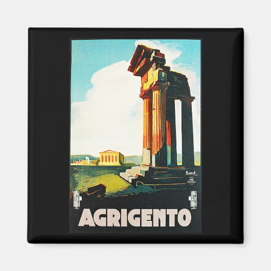 Agrigento Vintage Travel Advertentie Magneet (Voorkant)