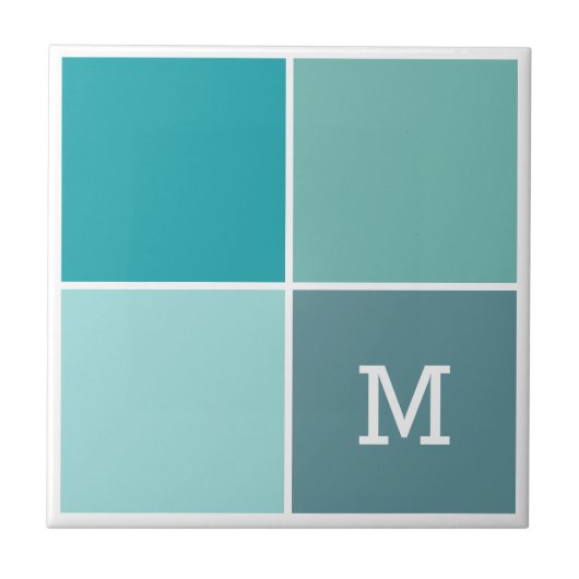 Agua Colors aangepaste monogram keramische tegels Tegeltje (Voorkant)