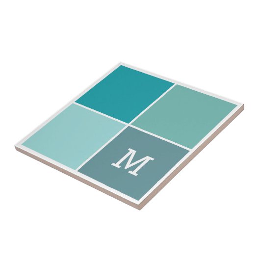 Agua Colors aangepaste monogram keramische tegels Tegeltje (Zijkant)