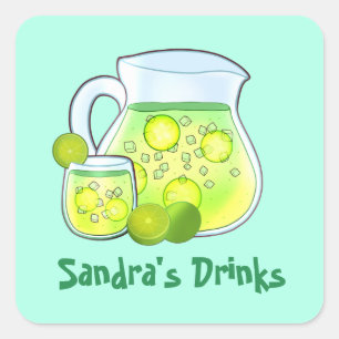 Agua de Limon Y Pepino Vierkante Sticker
