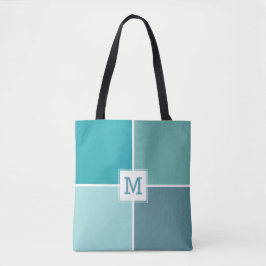 Agua Tiles aangepaste monogram zakken Tote Bag