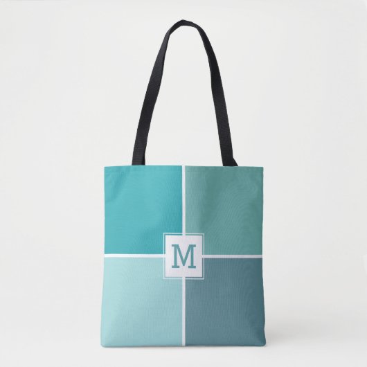 Agua Tiles aangepaste monogram zakken Tote Bag (Voorkant)