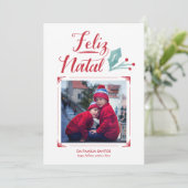 Aguarela en Caligrafia | Feliz Natal Feestdagenkaart (Staand voorkant)