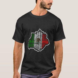 Aguascalientes Mexico Bandera Mexicana Mapa Mexica T-shirt