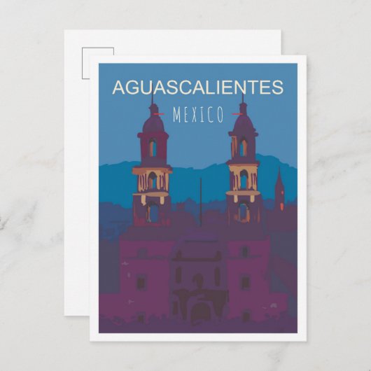 Aguascalientes Mexico Vintage Travel Illustratie Briefkaart (Voorkant / Achterkant)